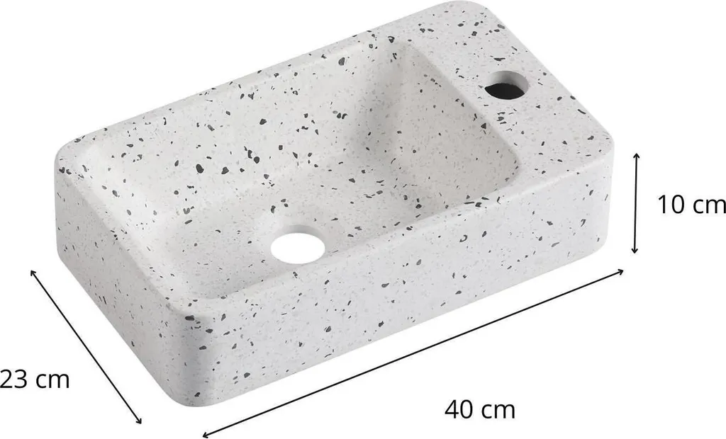 Vasque rectangulaire 45x28cm terrazzo véritable - Lave-mains design pro - 3