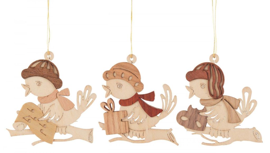 Christbaumschmuck Wintervögel (6er-Set - 7cm) von Drechslerei Kuhnert