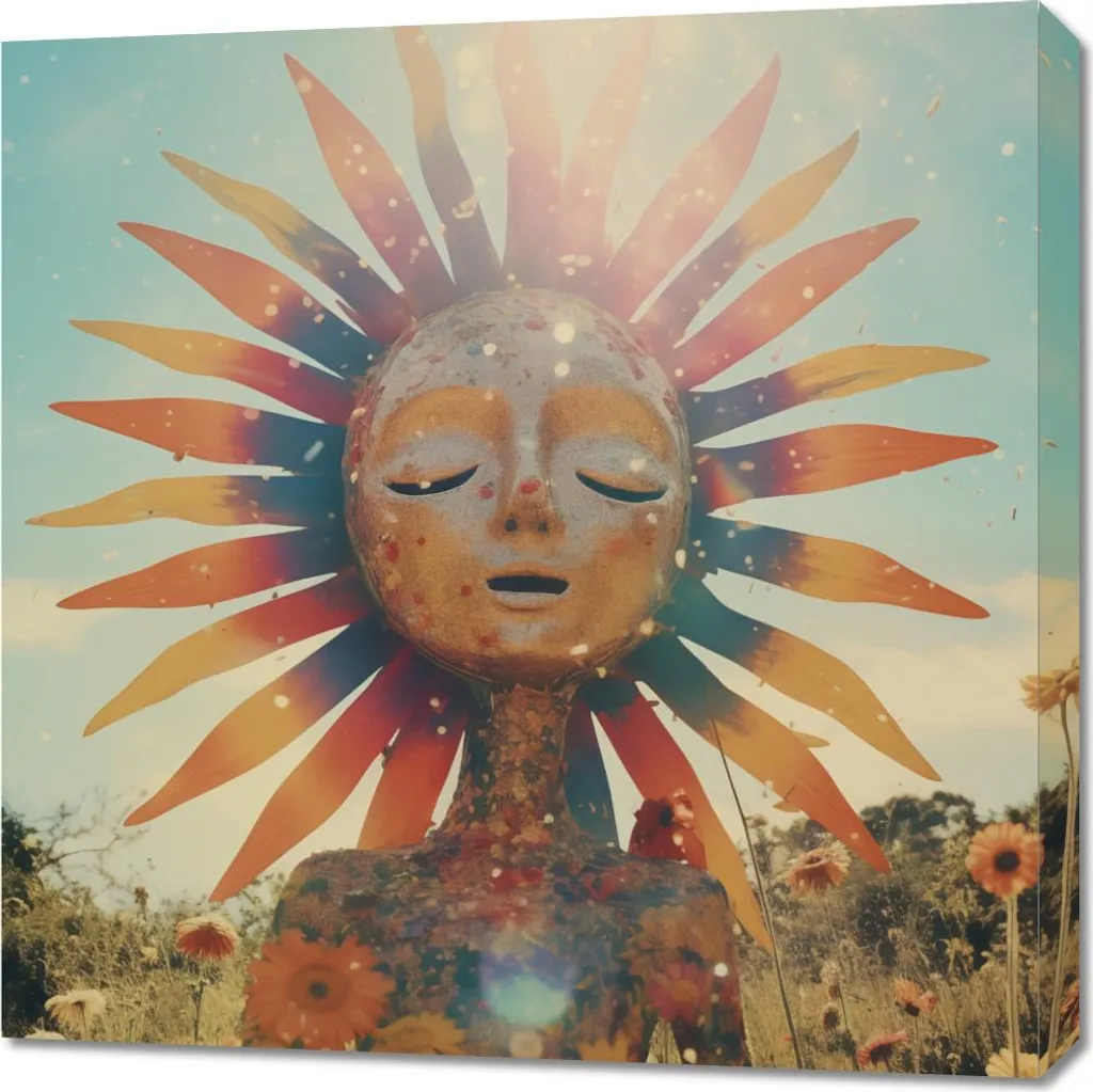 Tableau Méditation Solaire 70x70 cm - Illuminez vos Murs Trop Sombres