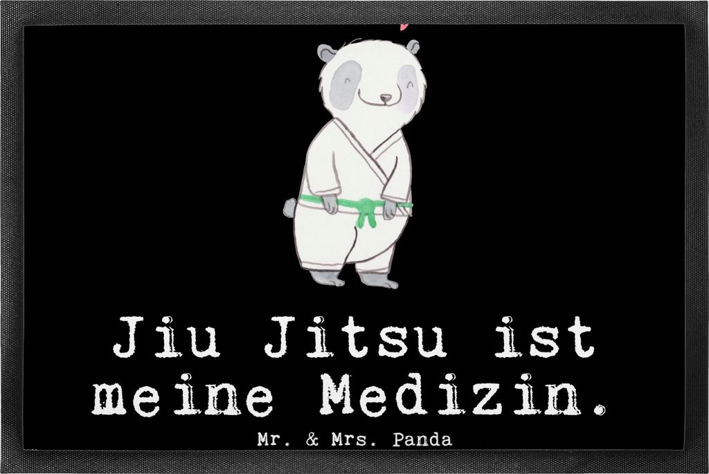 Mr. & Mrs. Panda Bodenvorleger Panda Jiu Jitsu 50 x 75 cm - Schwarz - Geschenk, fußmatte, Selbstverteidigung, Schmutzmatte, Japanische Kampfkunst,...