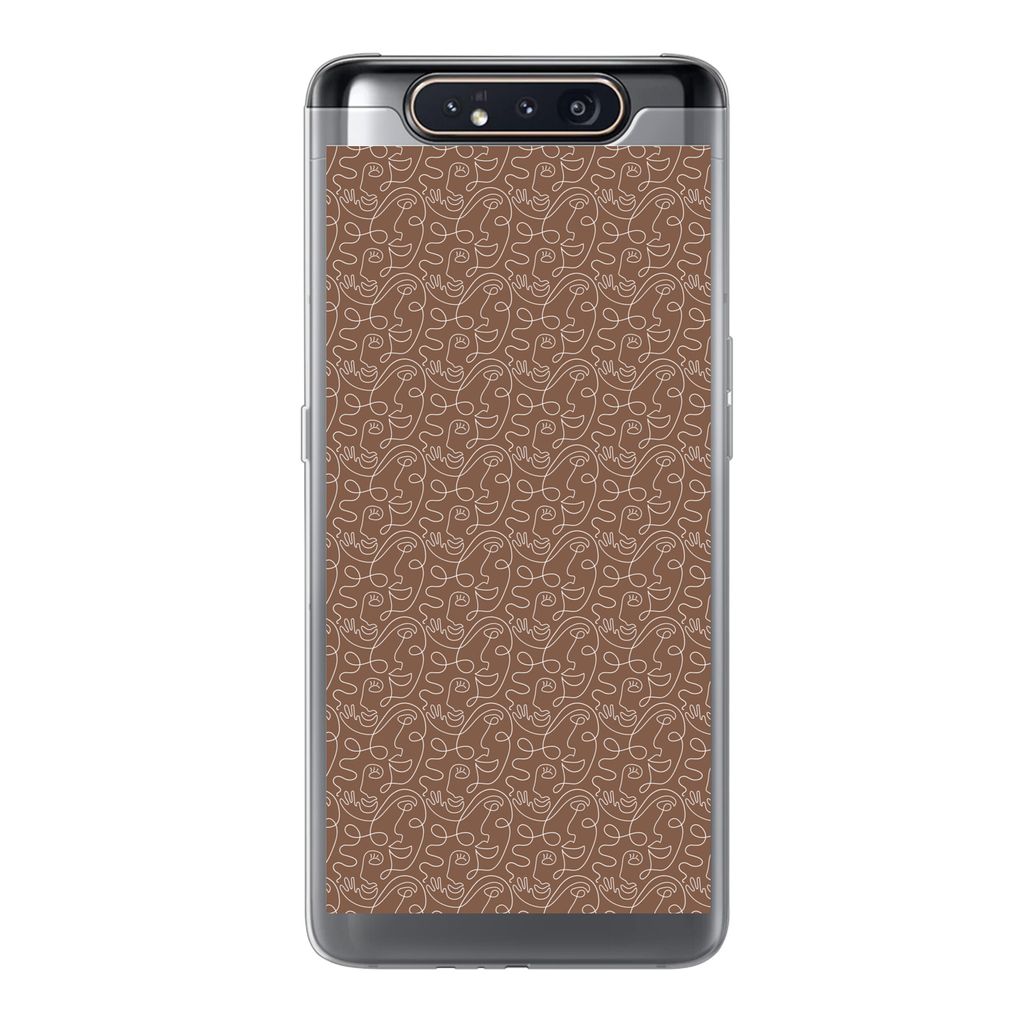 MuchoWow Handyhülle Schutzhülle Hülle für Samsung Galaxy A80 Gesicht - Muster - Abstrakt Silikon Softcase Handy Hülle - Schutzdeckel