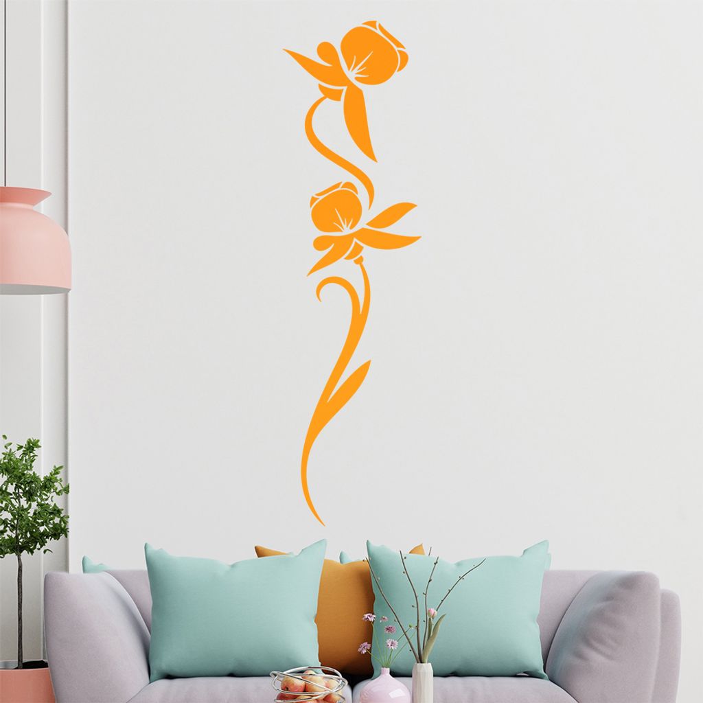 Blumen - Linien Wandtattoo in 6 Größen - Wandaufkleber Wall Sticker - Dekoration, Küche, Wohnzimmer, Schlafzimmer, Badezimmer