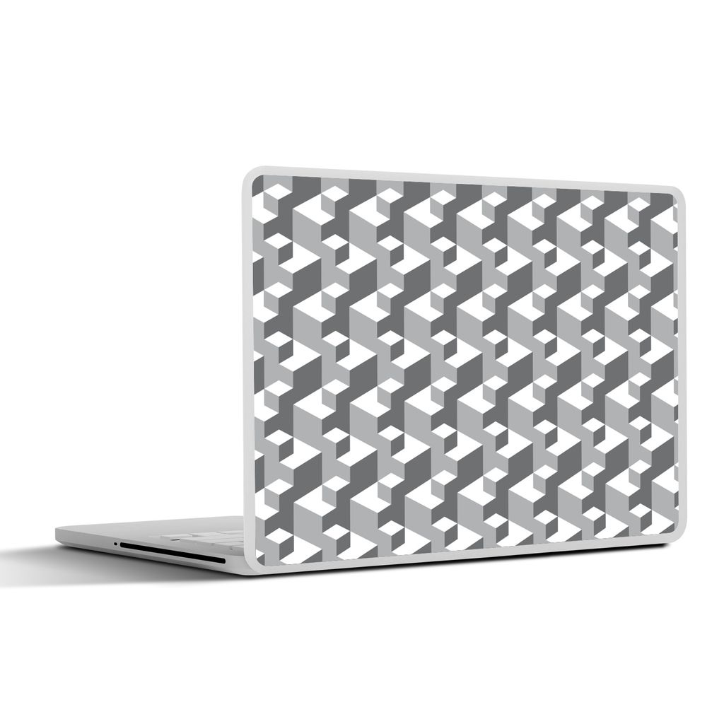 MuchoWow Laptop Aufkleber Sticker Cover Muster - Blöcke - 3D 40x30 cm - Laptop Dekoration - Selbstklebend