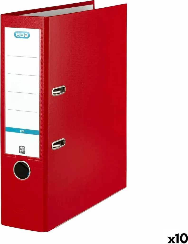 10 Classeurs Elba rouge à levier dos 80mm carton solide pour A4
