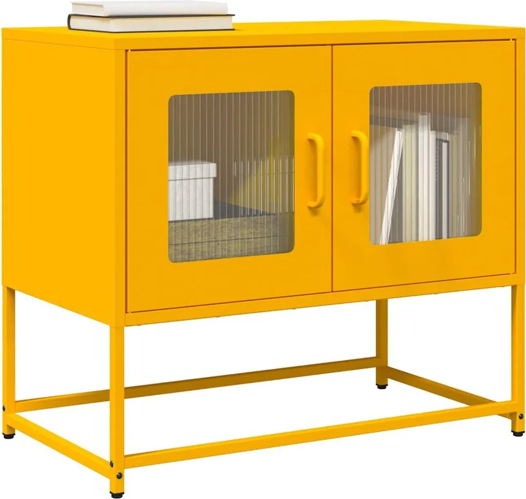vidaXL Mobile TV giallo senape 68x39x60,5 cm Acciaio laminato a freddo - 2
