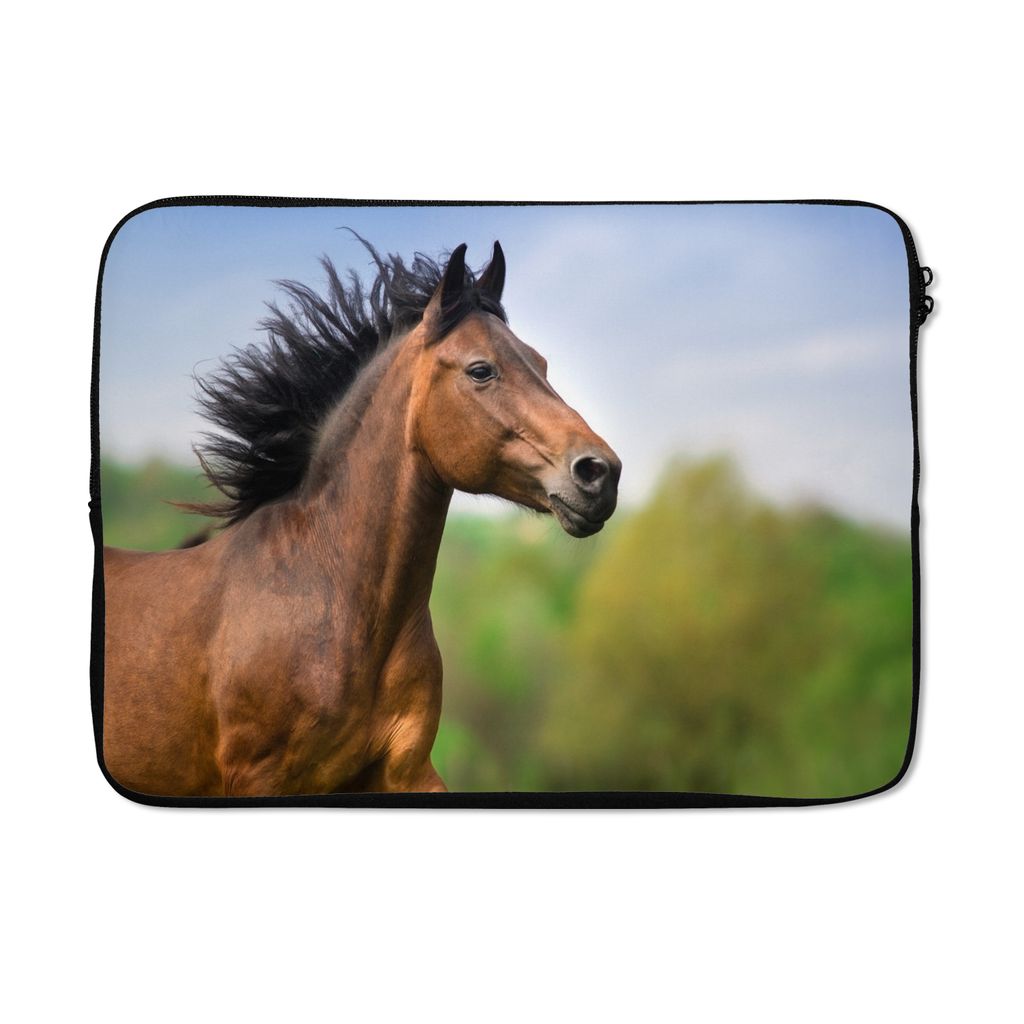 MuchoWow Laptop Hülle 13 Zoll Pferd - Tier - Mähne - Braun Laptoptasche - Laptophülle - Sleeve - Rundumschutz