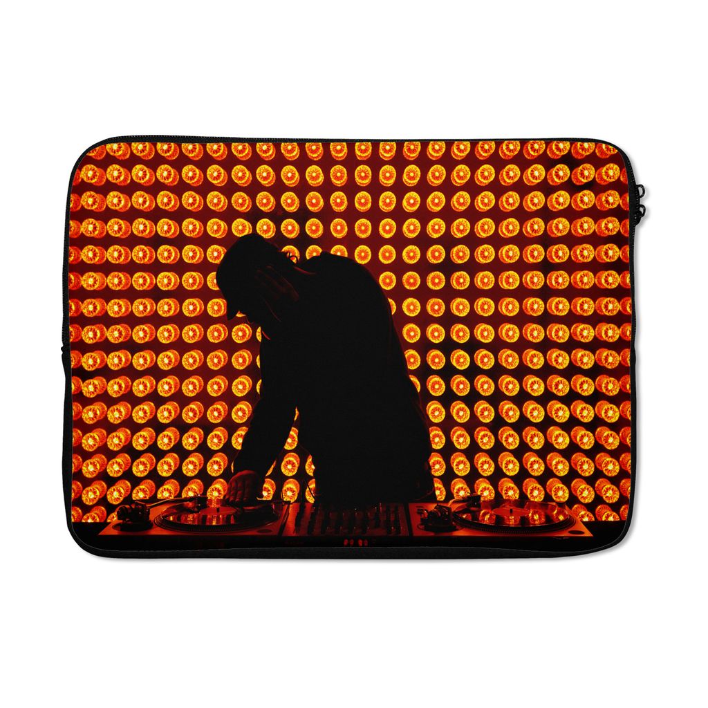 MuchoWow Laptop Hülle 14 ZollDJ hinter einem Mischpult in orangefarbenem Licht Laptoptasche - Laptoptasche - Stoßsicher - Schutzhaube