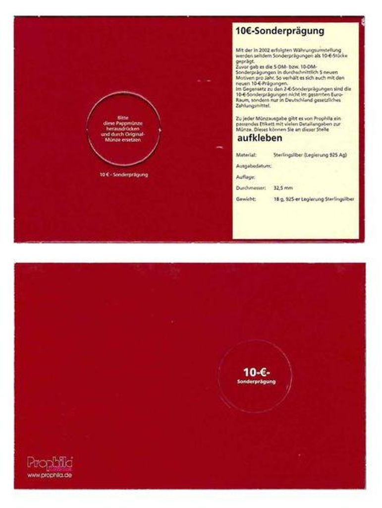 Prophila Collection 100 Münz-Tabletts für 10-Euro-Münzen