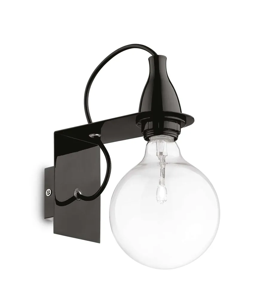 Applique Moderna Minimal Metallo Nero E27 3000K - Lampada da Parete