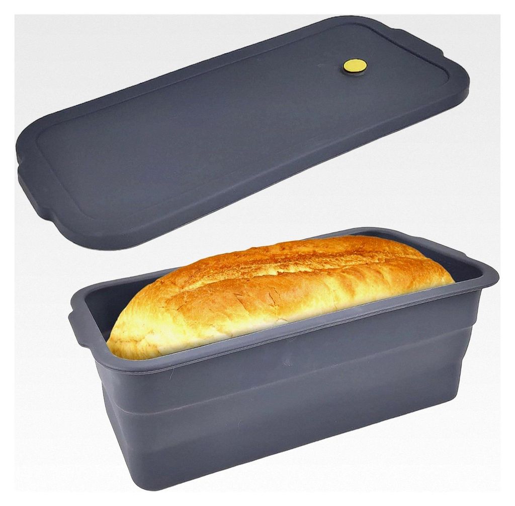 Faltbare Brotbackform mit Deckel aus Silikon, hitzebeständig und antihaftbeschichtet, geeignet für Toastbrot (32 × 14,5 × 11,5 cm)