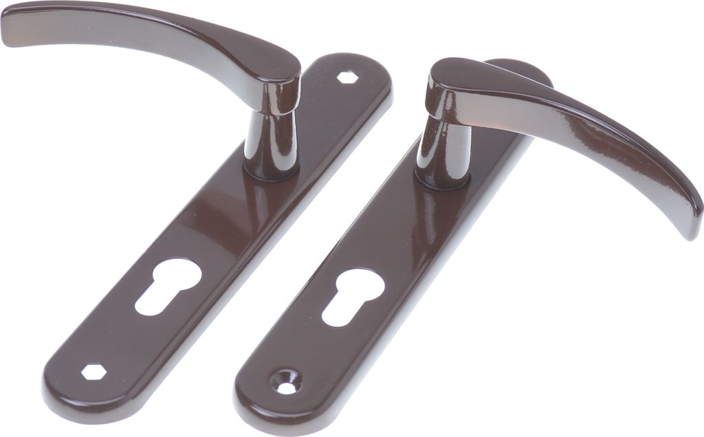 Aqbau Türdrückerset Langschild Braun | Türdrücker | Türklinke | Türgriffe | Türbeschlag VL (PZ Profilzylinder)