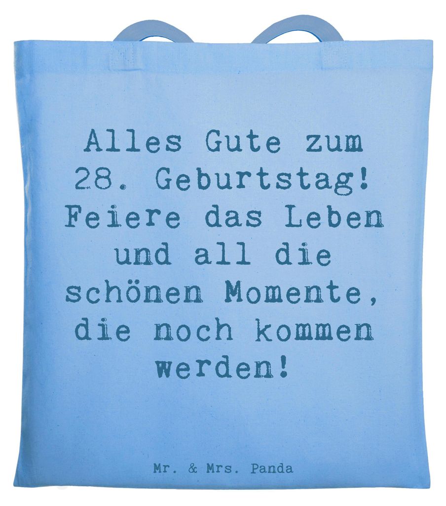 Mr. & Mrs. Panda Tote Bag Spruch 28. Geburtstag - Sky Blue - Geschenk, Happy Birthday, Liebevoll, Alles Gute zum, Unitasche, Lebensjahr feiern, Ges...