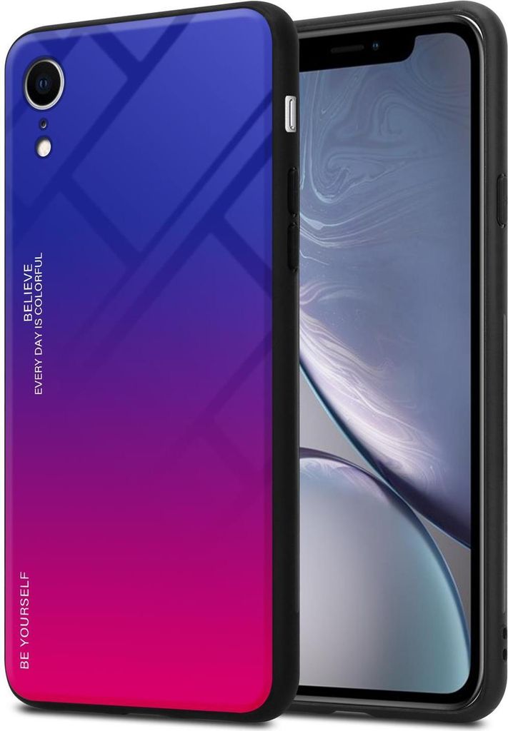 Cadorabo Hülle für Apple iPhone XR Schutz Hülle in Schwarz Handyhülle TPU Etui Cover Case Tempered Glas