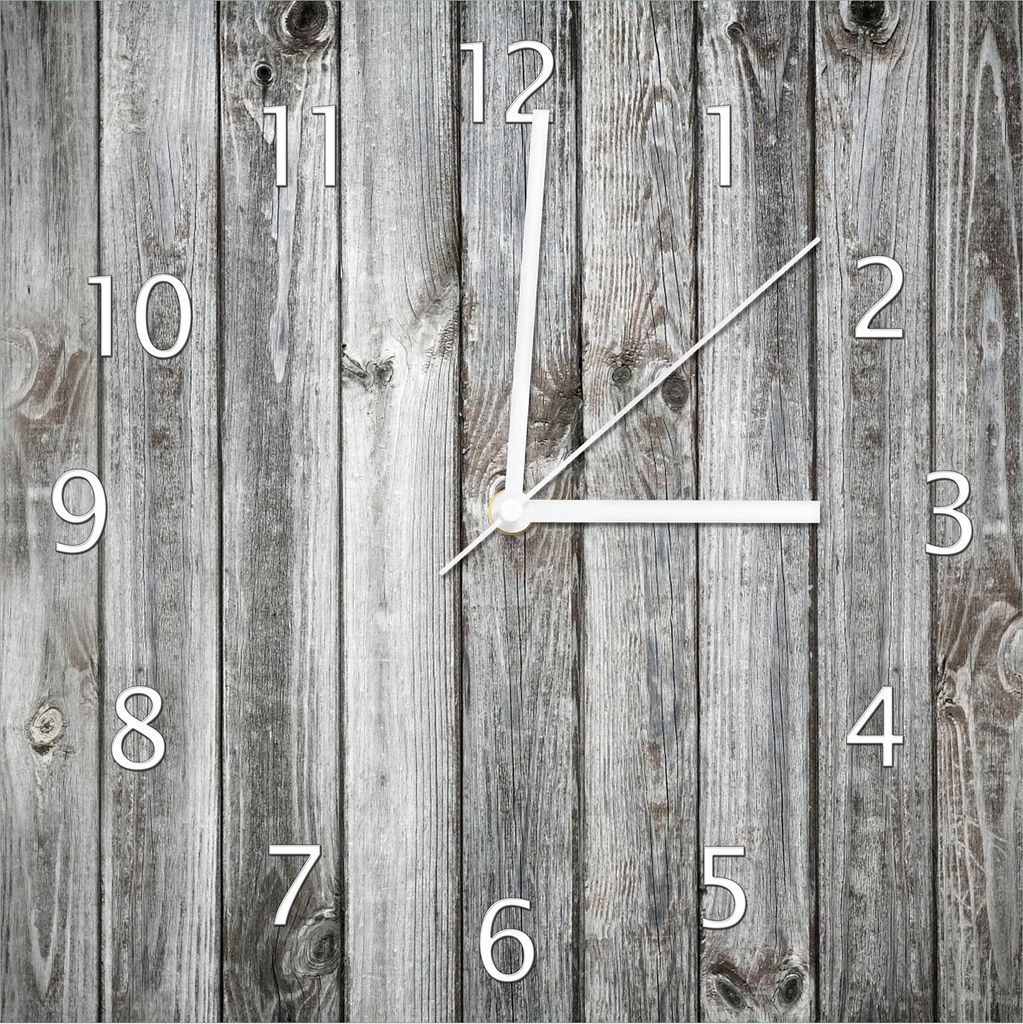 Wallario Design Wanduhr Holz-Optik Textur hellgraues Holz Produktbild 