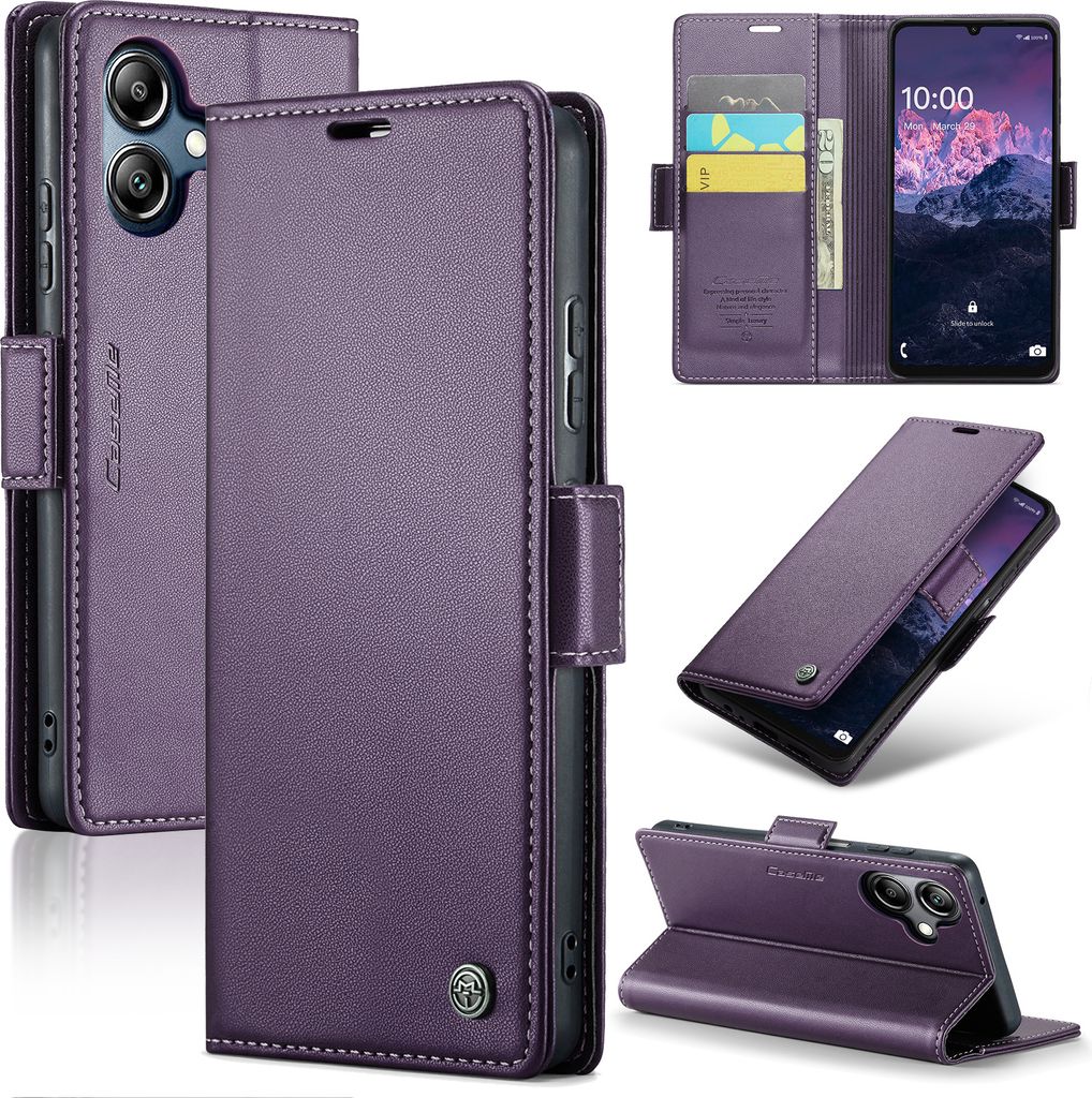 Lederhülle für Samsung Galaxy A06 Brieftasche Kartenfach Schutzhülle mit Standfunktion Lila