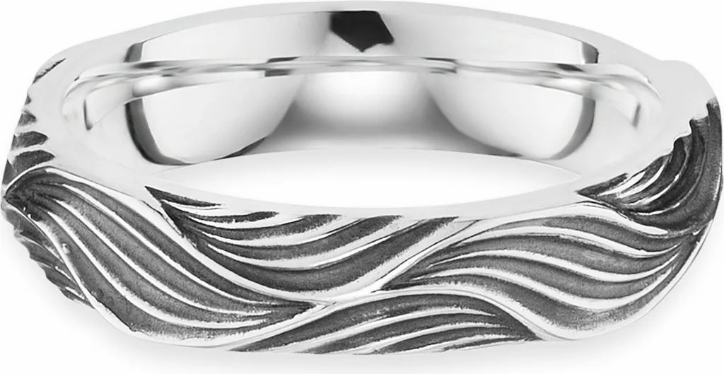 anello cai 925/- argento sterling rodiato onde