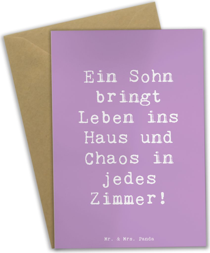 Mr. & Mrs. Panda Glückwunschkarte Spruch Lebhafter Sohn - Lavendeltraum - Geschenk, Momente, osterkarten, weihnachtskarten, Familie, Stolz, Leben,...