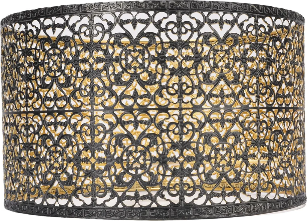 Luminaire Décoratif : Abat-jour en Fer Noir et Or pour Lampe de Table E27