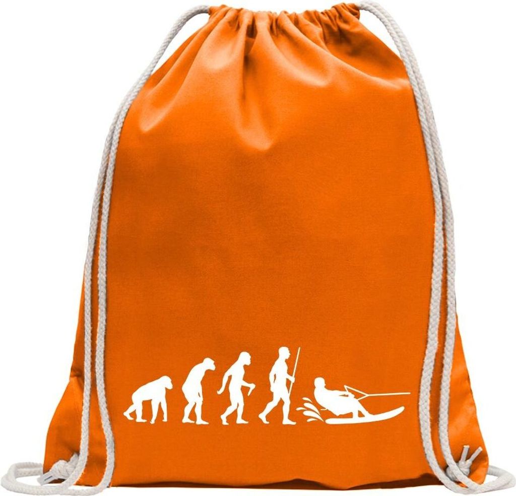 Kiwistar - Turnbeutel - mandarin - Wakeboarden Ski Evolution - Fun Rucksack Sport Beutel Gymsack Baumwolle mit Ziehgurt