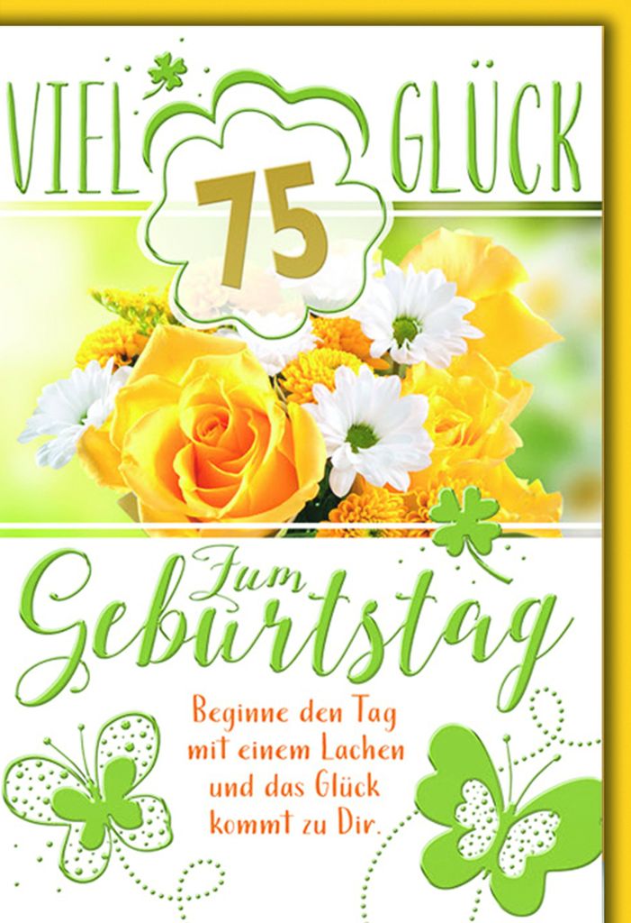 75. Geburtstag Glückwunschkarte mit Briefumschlag Bunter Blumenstrauß