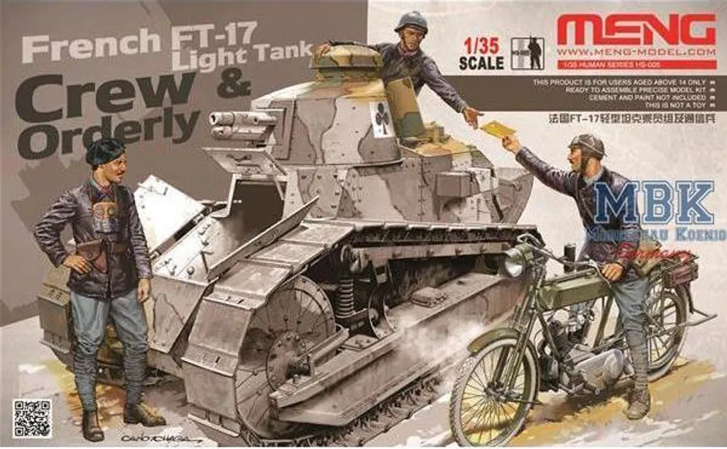 MENG MODEL HS-005 Équipage et Aide-soignant Char Français FT-17 1/35
