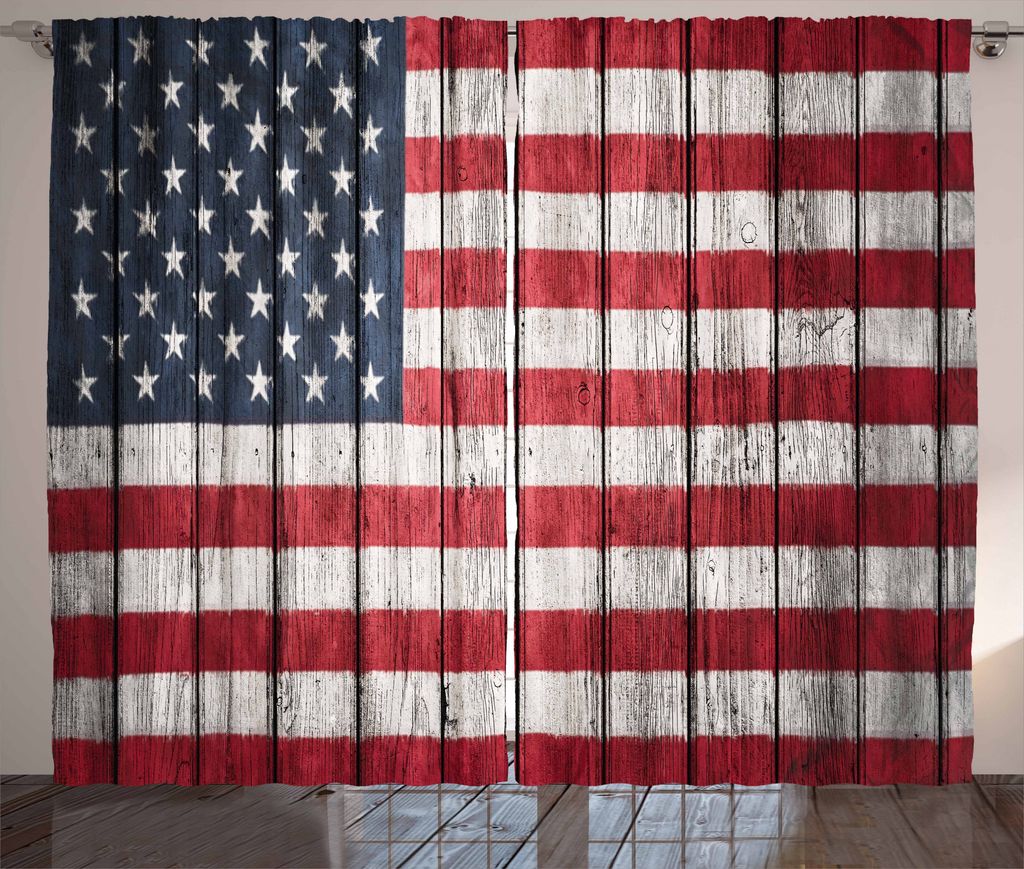 ABAKUHAUS Vereinigte Staaten von Amerika Rustikaler Vorhang, 4. Juli Unabhängigkeit, Wohnzimmer Universalband Gardinen mit Schlaufen und Haken, 28...