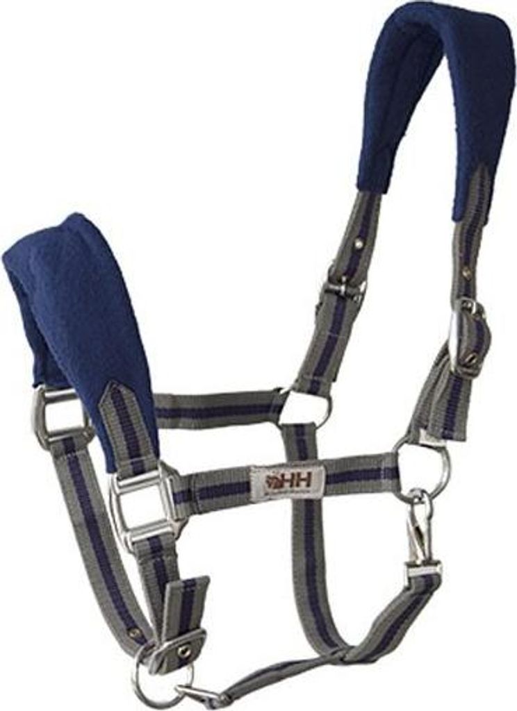 Hispano Hipica Nylon Double Padded Fleece Lined Carabiner Halfter Blau,Grau Cob Blau,Grau Cob
