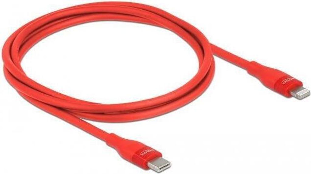 Delock Daten- und Ladekabel USB Type-C zu Lightning für iPhone, iPad und iPod rot 1 m MFi