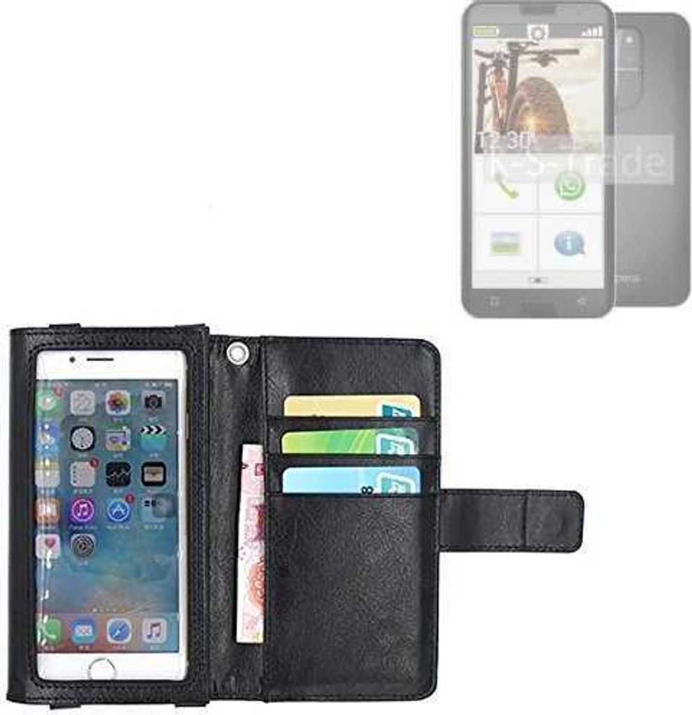 K-S-Trade Handy Hülle Schutz Hülle Kompatibel mit Emporia smart.5 Case mit Displayschutz / Schutzfolie Flip Cover Wallet case Etui Hülle schwarz