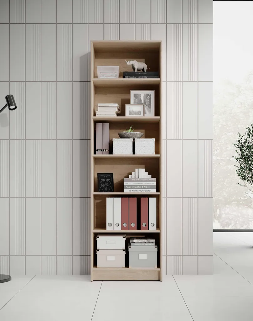 Bibliothèque Viviane 60x202cm Chêne - Solution Gain de Place Intelligente - 3