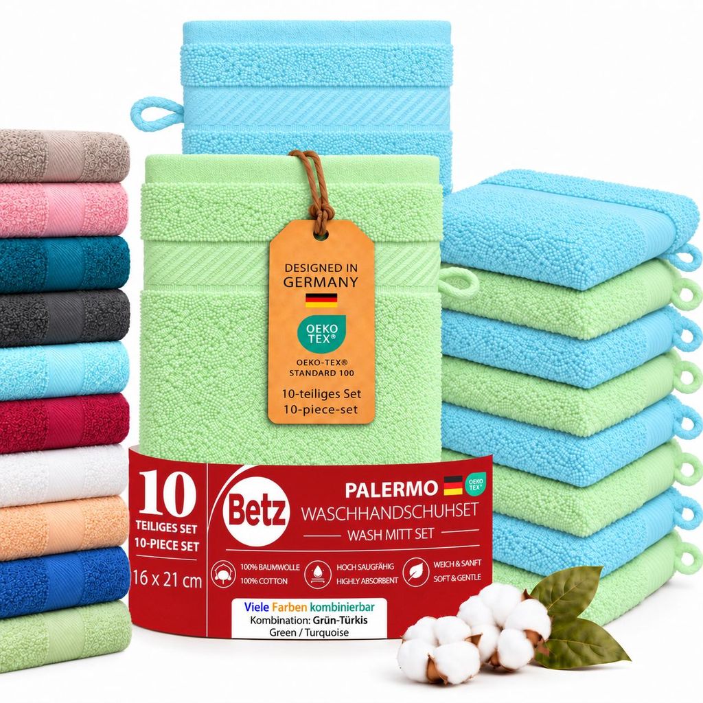Betz 10 sztuk rękawiczek do mycia 16x21 cm PALERMO 100% Zdjęcie produktu 