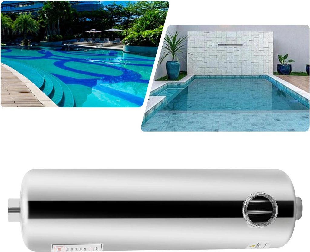 Pool Wärmetauscher - Schwimmbad Wärmetauscher - 60 kW - Edelstahl - 480×134 mm - Weiß