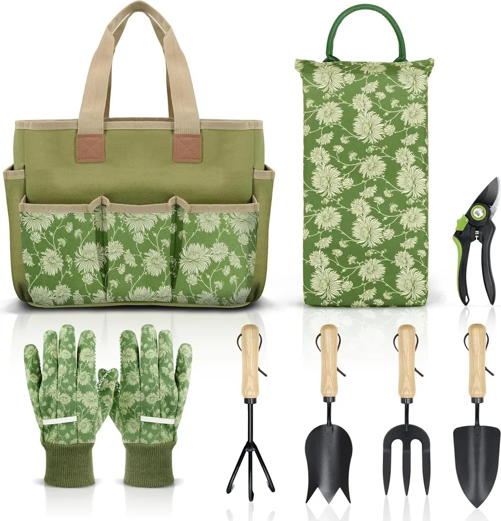 Set de jardinage pour entretien potager et fleurs - Cadeau bois et acier