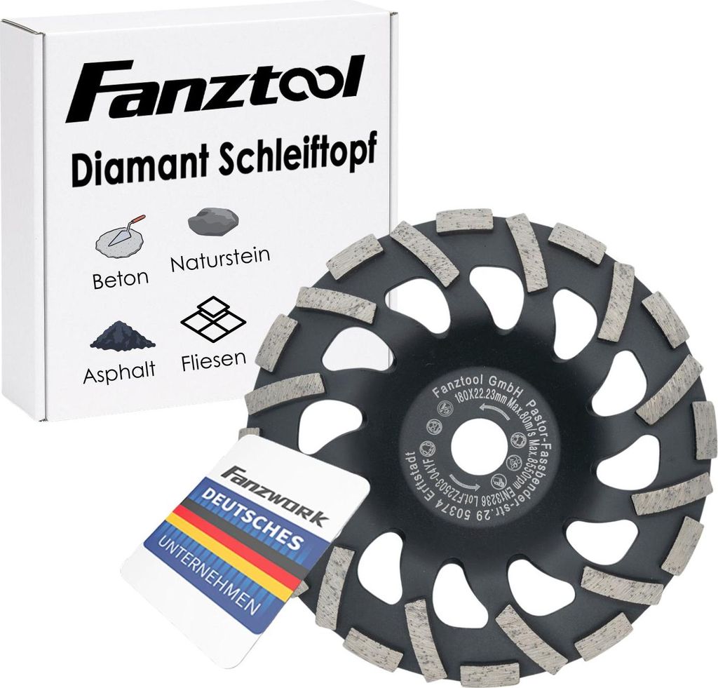 FANZTOOL Meule diamantée abrasive 180 mm x 22,2 mm, pour Image du produit 