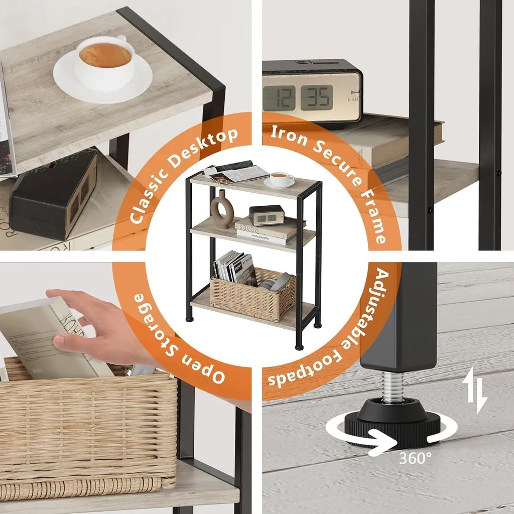 Petite Table Basse d'Appoint Vantimo Greige Multi-usage Style Industriel - 6