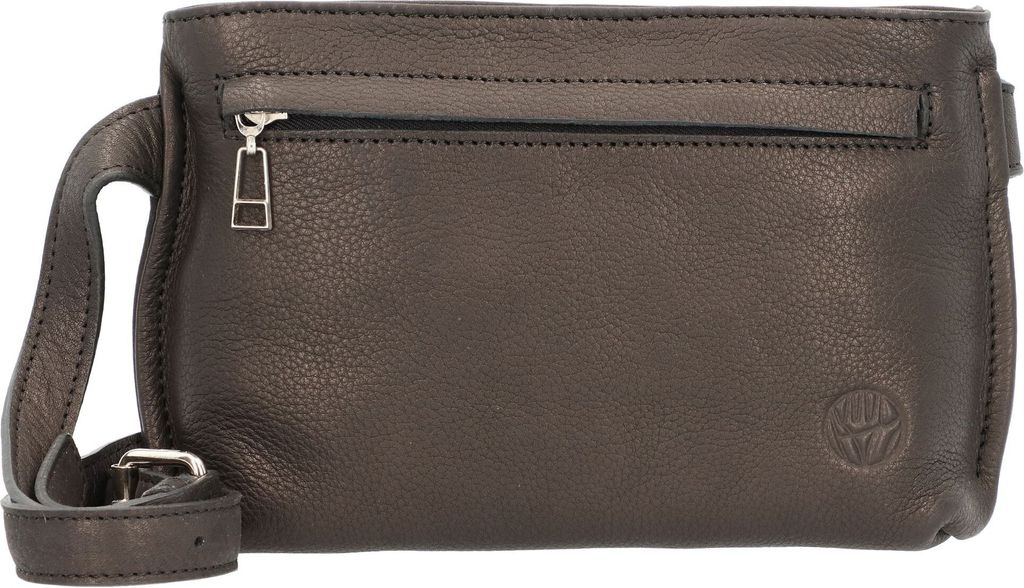 Kleine Bauchtasche aus Leder, schwarz.