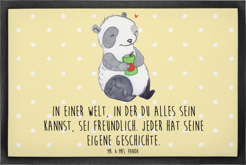 Mr. & Mrs. Panda Gummimatte Panda Depression 50 x 75 cm - Gelb Pastell - Geschenk, Stimmungstief, flurmatte, fußmatte, Affektiven Störung, Fußab...
