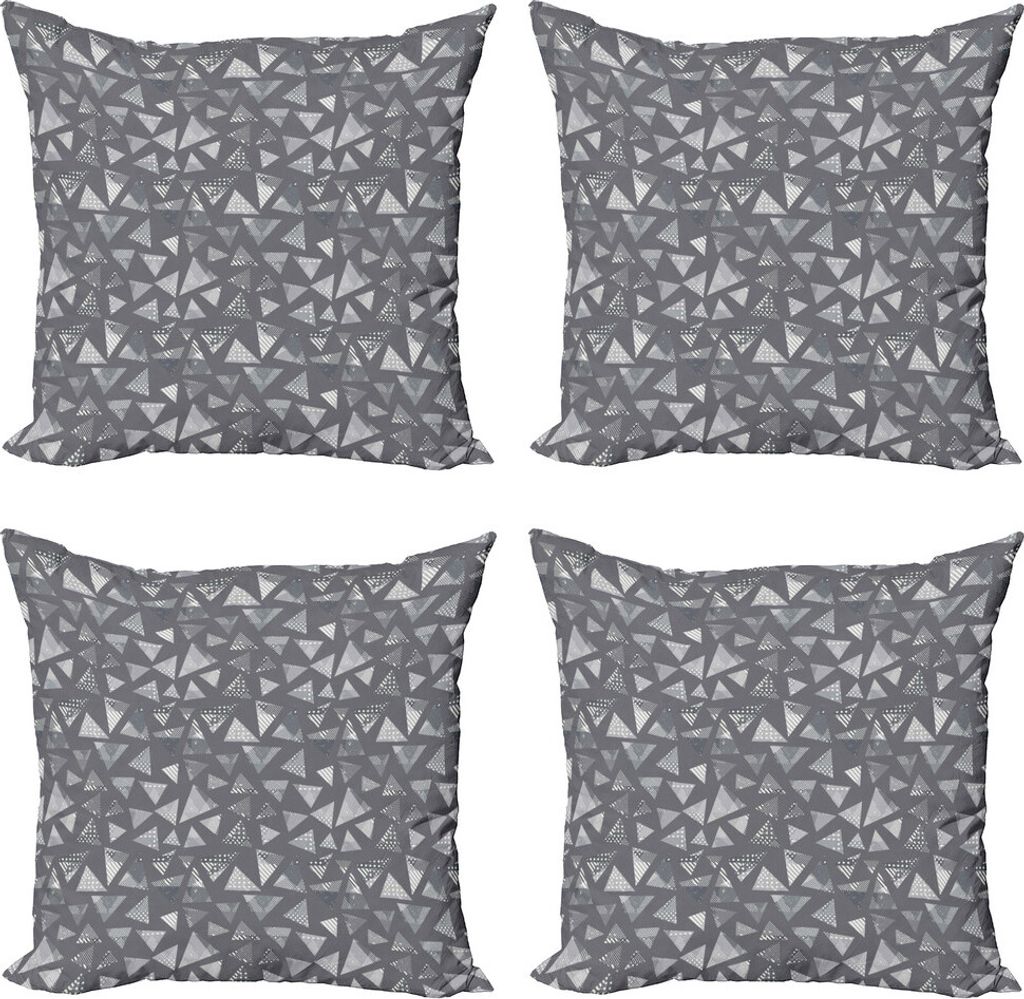 ABAKUHAUS Geometrisch Kissenbezug Set (4 Stück), Monochrome und Grunge, Moderner Doppelseitiger Digitaldruck, 40 cm x 40 cm, Pale Taupe Grau