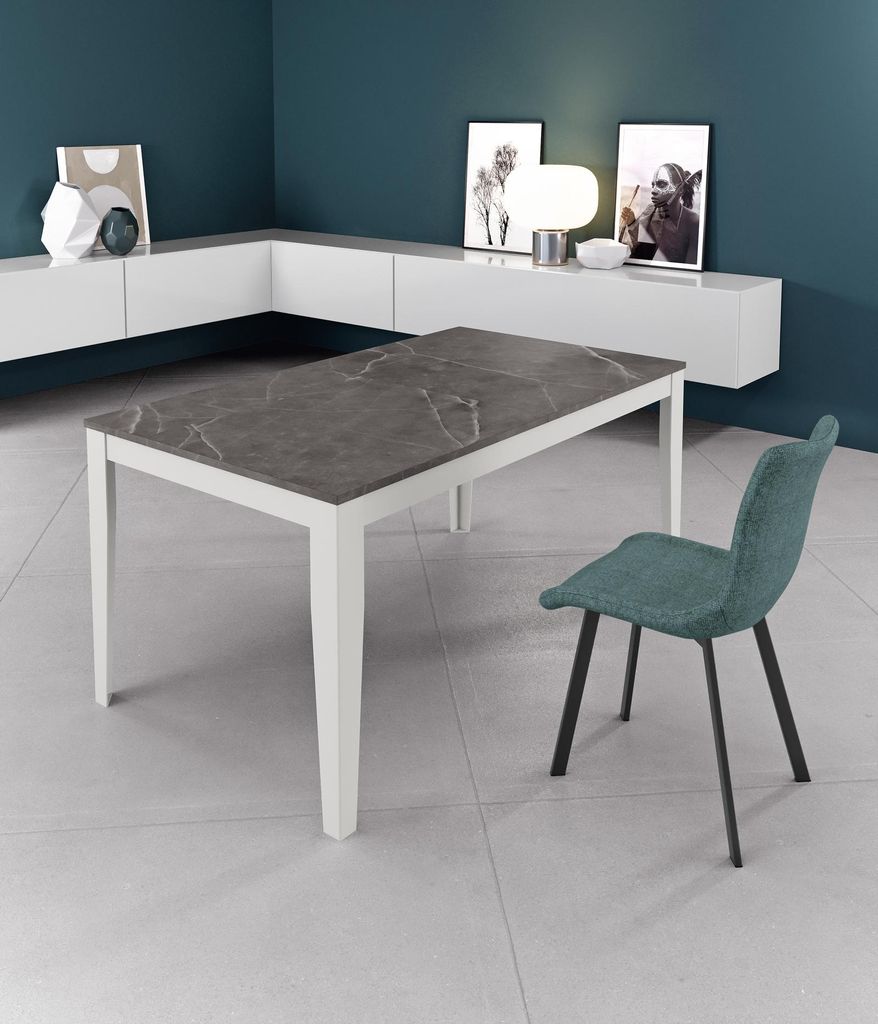 Groß - Ausziehbarer Tisch (156/316 x 90 cm) aus weißem Melamin