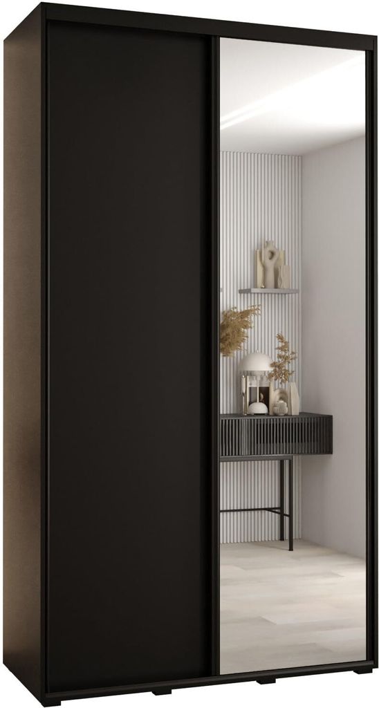 MEBLE KRYSPOL Davos 3 Schrank, zwei Türen - 235,2x140x45 cm - Schwarz Schwarz Schwarz