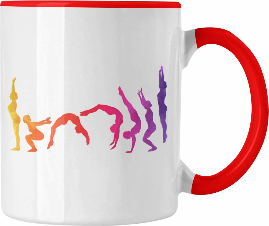 Trendation - Turnen Tasse Geschenk Akrobatik Evolution Kunst Leistungssport Kunstturnen Geschenkidee (Rot)