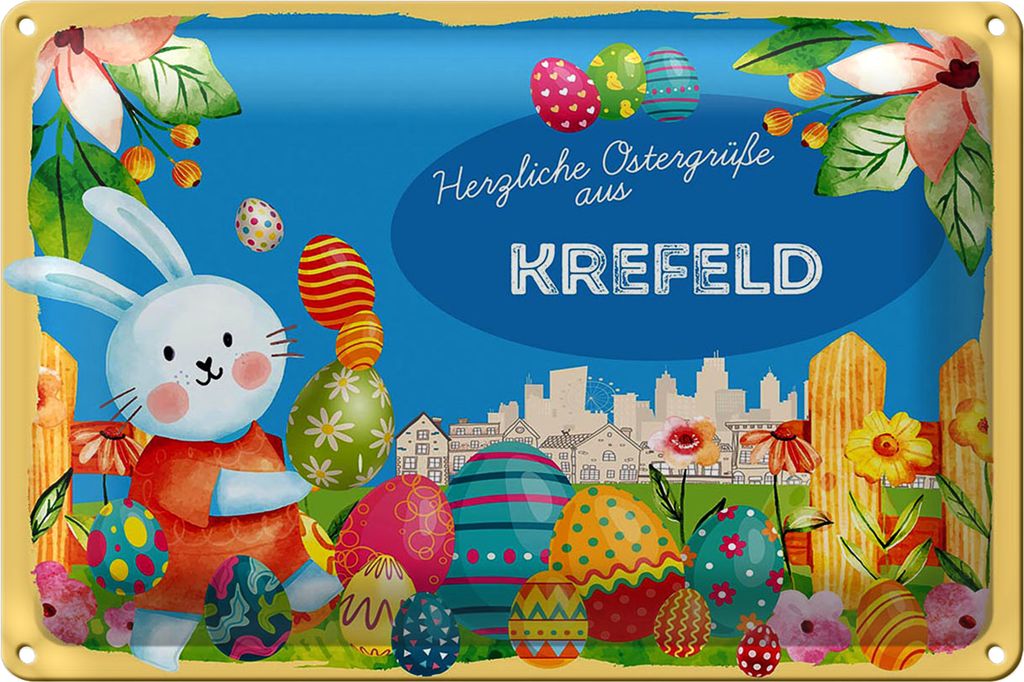 Blechschild Ostern Ostergrüße 18x12cm KREFELD