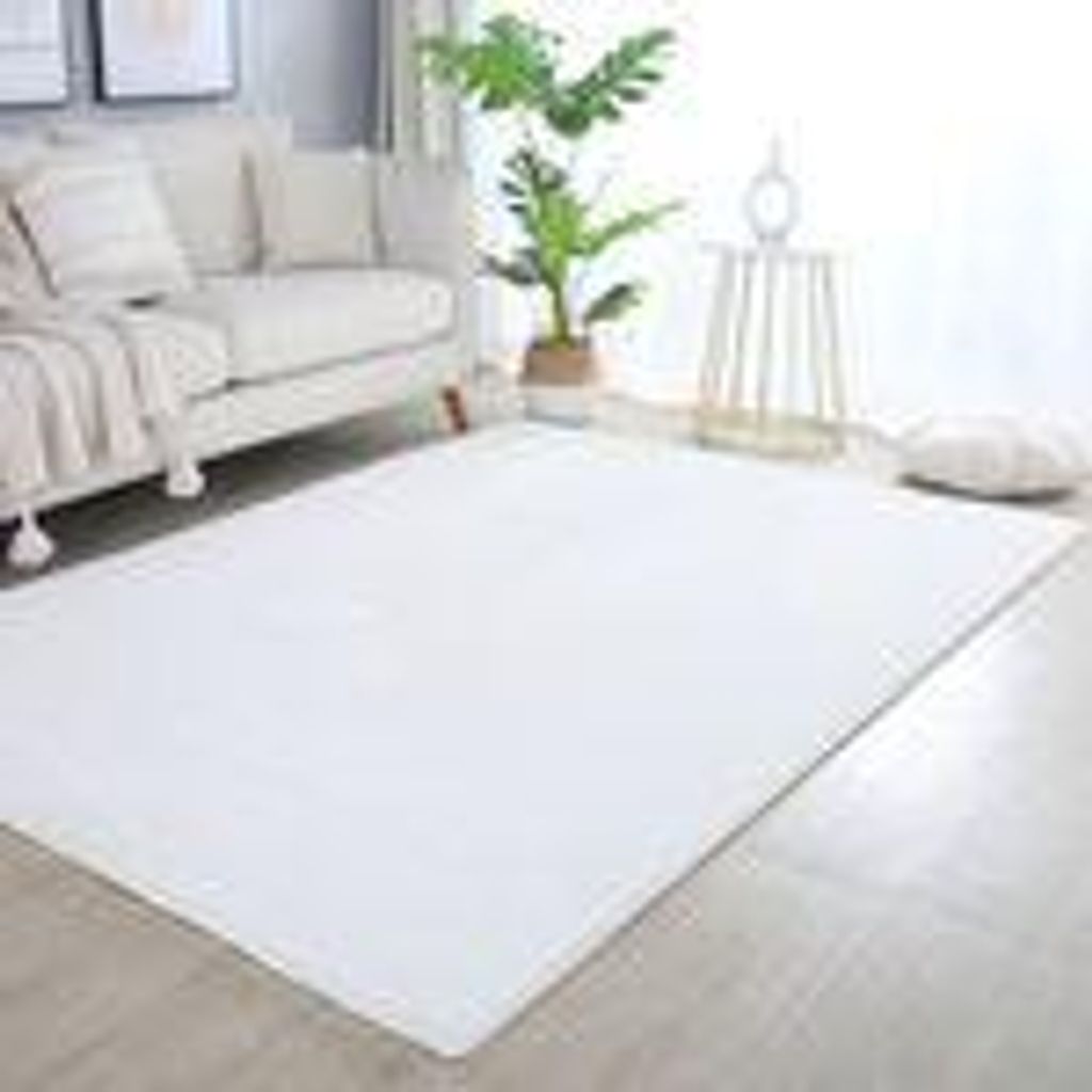 Hochflor Teppich Wohnzimmer Einfarbig Fellimitat flauschig weich kuschelig Pastell Töne, Größe: 120 x 170 cm, Farbe: Creme