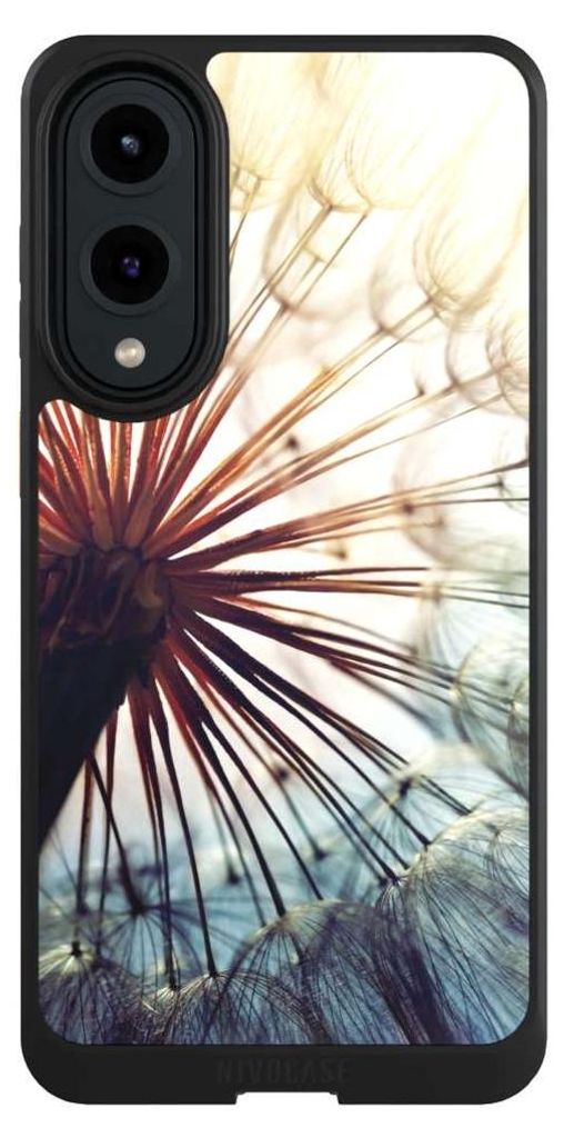 NIVOCASE Hülle für Samsung Galaxy S25 Edge Handyhülle NIVOcore Case Schwarz Blumen Fotografie Pusteblume