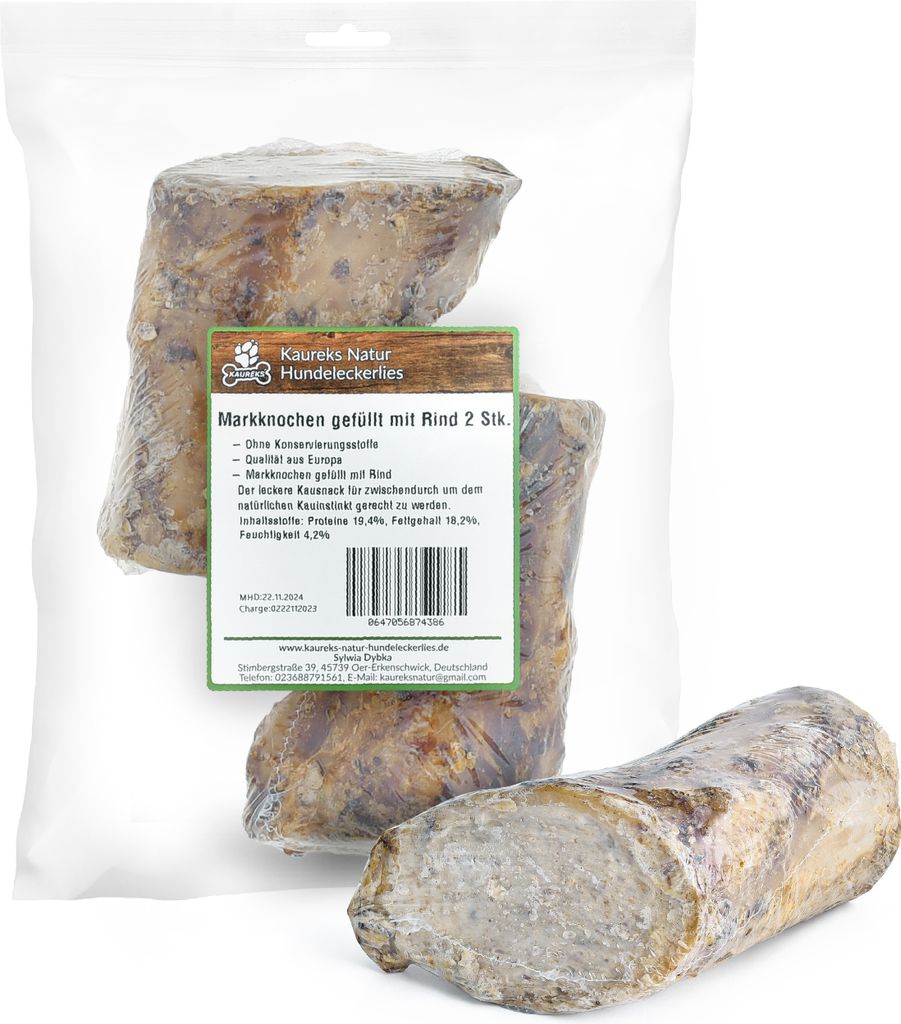 Markknochen gefüllt mit Rind 2 STK. natürliche Zahnpflege Produktbild 