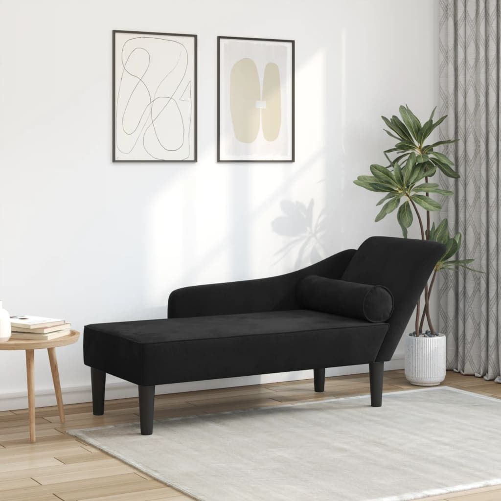 vidaXL Chaiselongue mit Kissen Schwarz Samt Produktbild 7