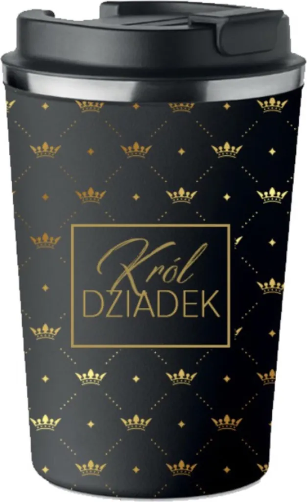 Regalo Nonno: Tazza Termica Nera KING GRANDPA Acciaio Inox KT_168