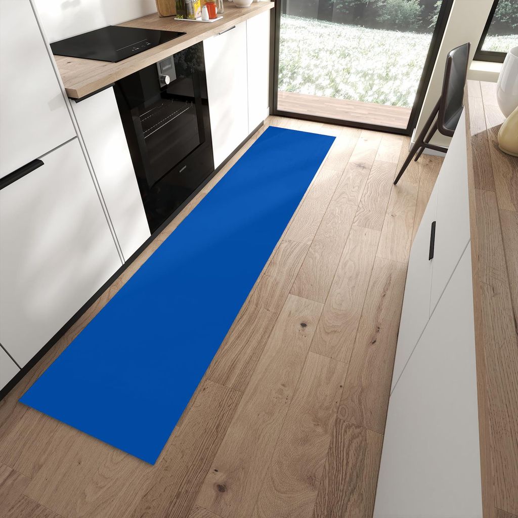 Küchenteppich 60x270cm rutschfest & abwischbar PVC Läufer - Dunkelblauer Hintergrund III