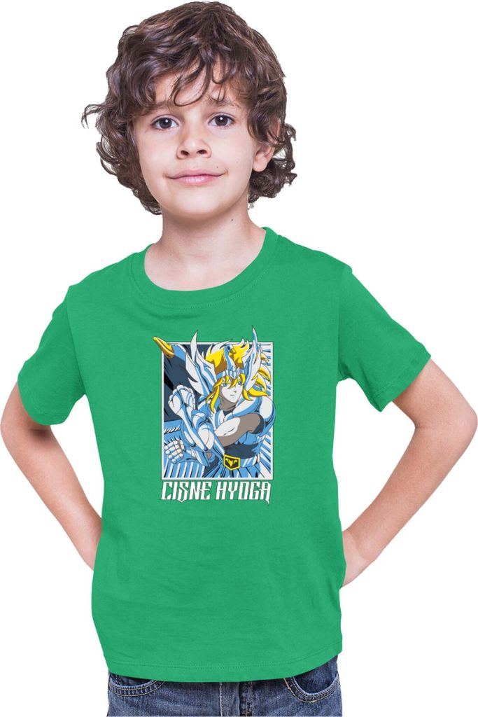 Kinder T-Shirt Japan Anime Manga Saint Anime Seiya Cisne Hyuga Cisne Hyuga, 9-11 Jahr - 140 / Grün