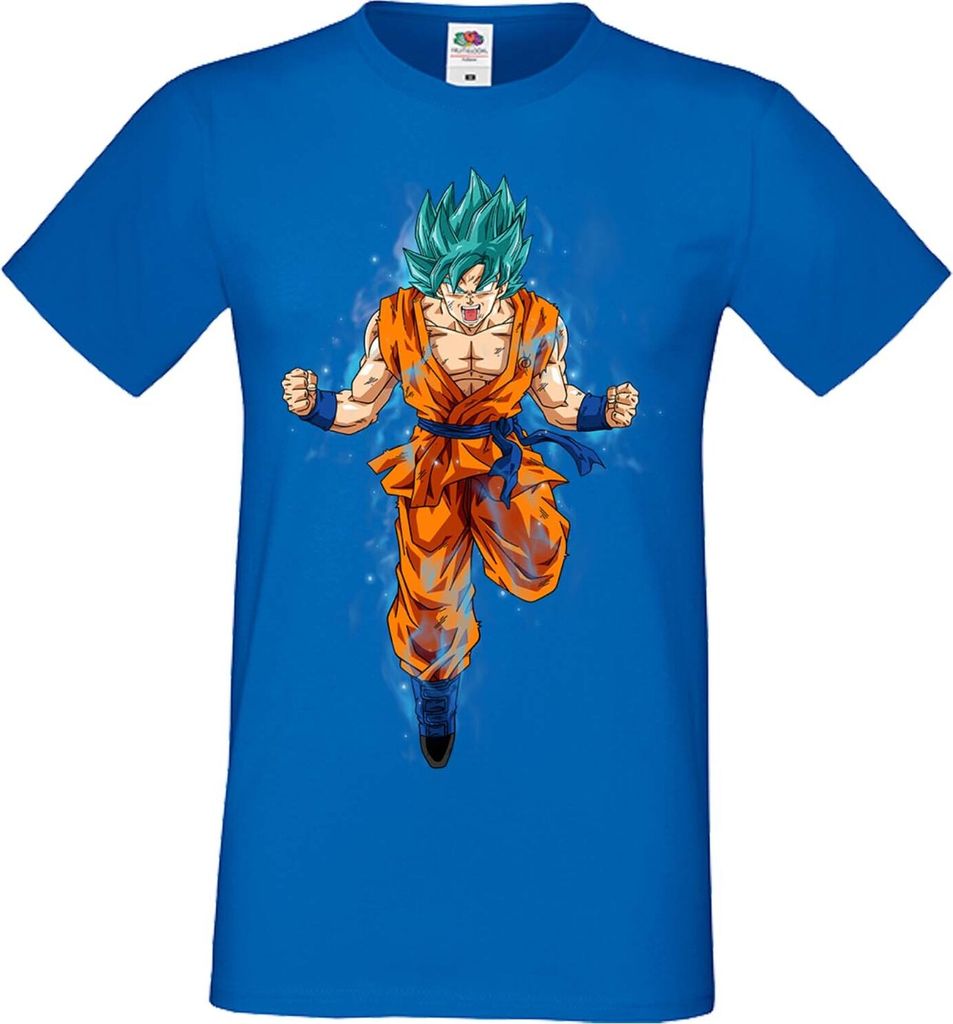 Herren T-Shirt Anime Manga Dragon Anime Manga Ball Z 04 Blue Power, Man 2XL / Blau